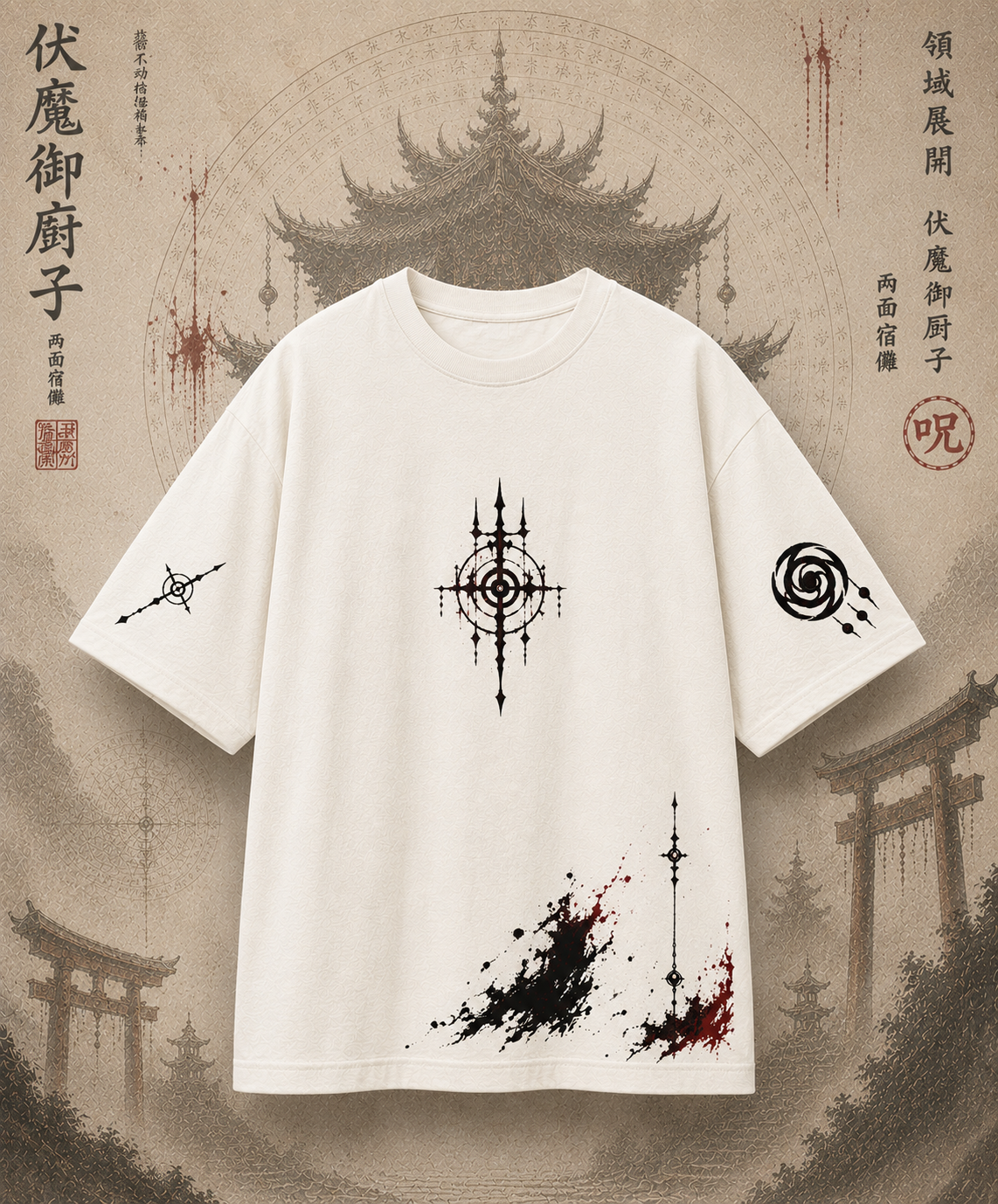 Sukuna Oversized Anime T-Shirt | Jujutsu Kaisen Streetwear | 240 GSM French Terry