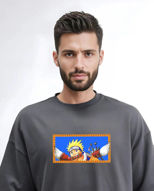 Naruto Ninja Mode Oversized T-Shirt (Grey)