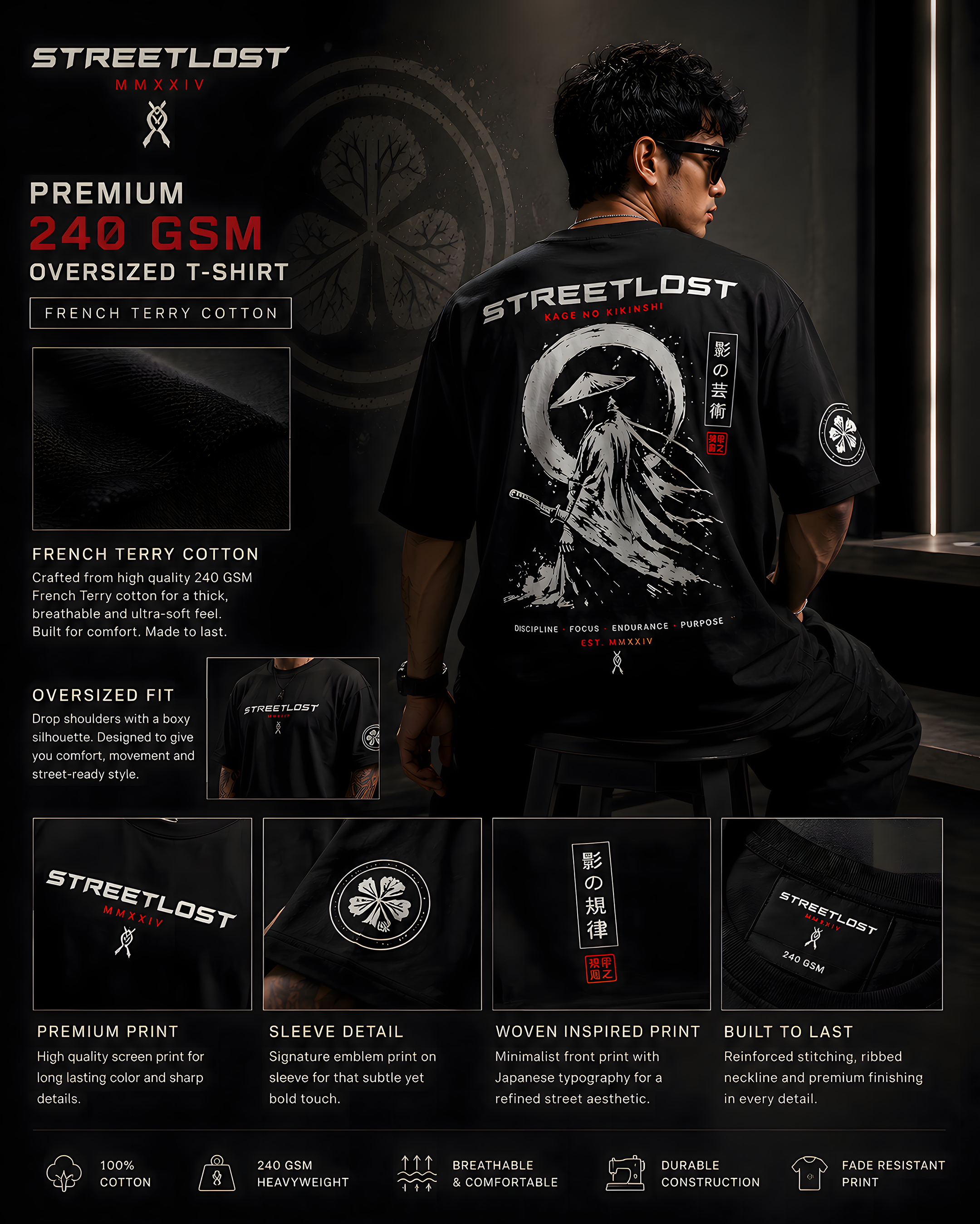 Streetlost Shadow Ronin Oversized T-Shirt | 240 GSM French Terry