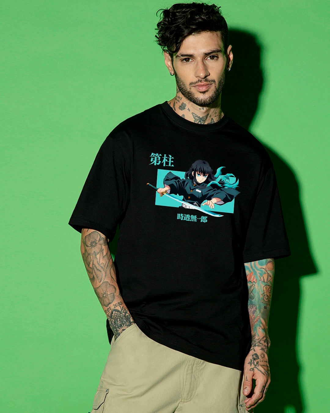 Men’s Black “Mist Hashira” Oversized T-Shirt